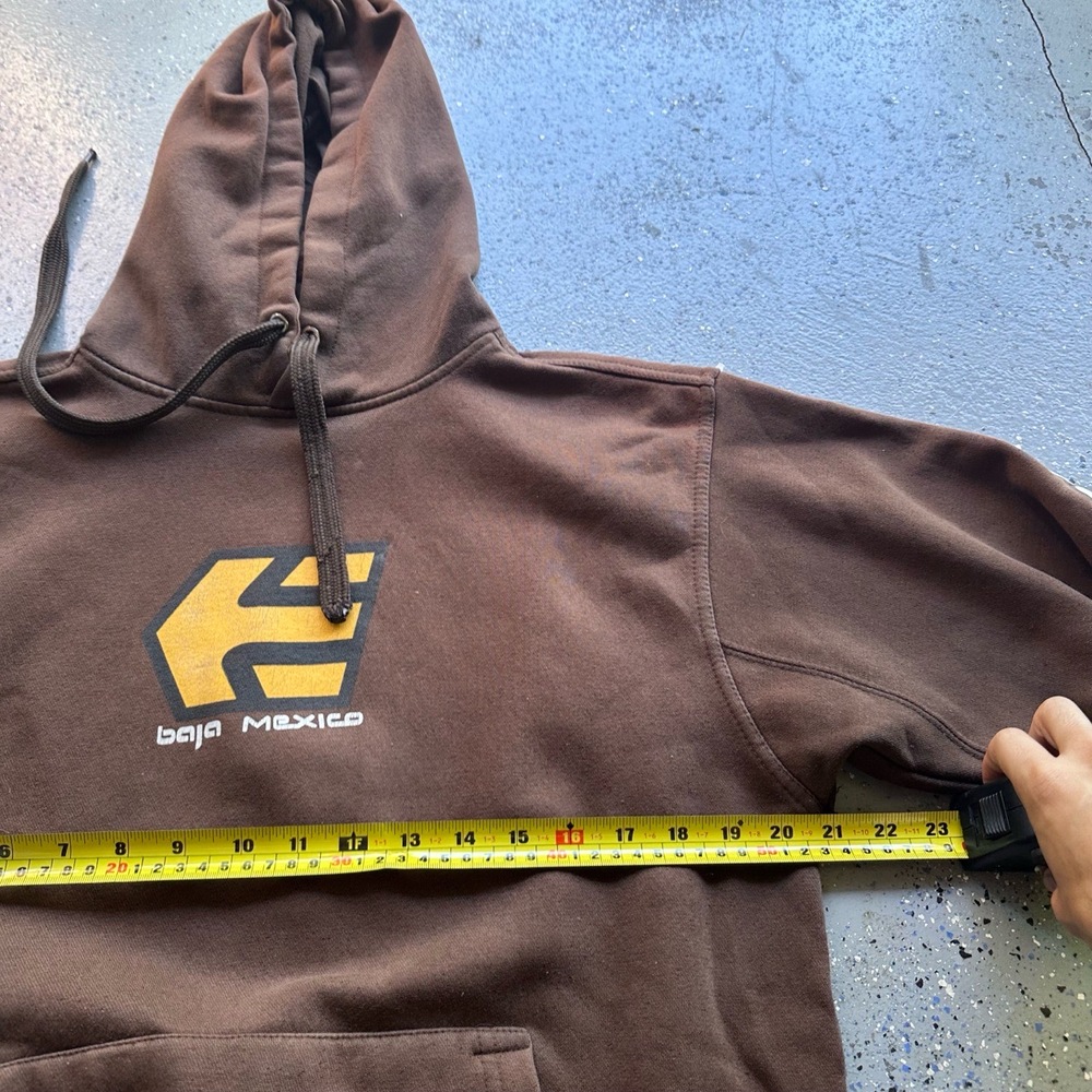 Etnies Hoodie Mens Size Large Brown Vintage Surf Skate Baja Mexico Faded Grail - Picture 6 of 8